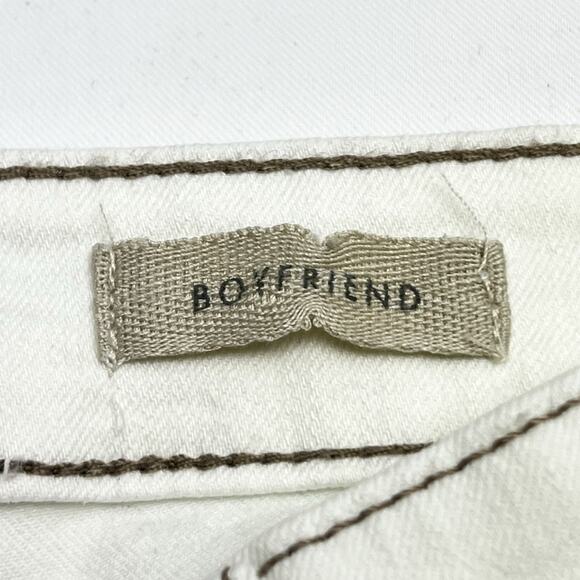 LOGO Lavish Women’s Patchwork Cropped Straight Leg Jeans Cream Denim Size 10 - Picture 5 of 13